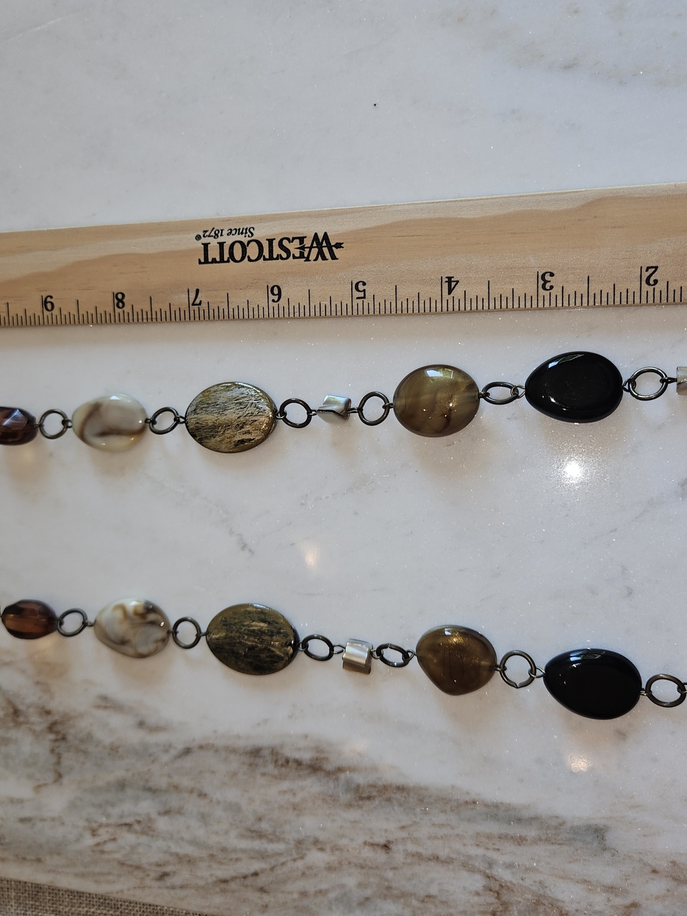 Beaded Gemstone-Link Necklace in Brown and Black